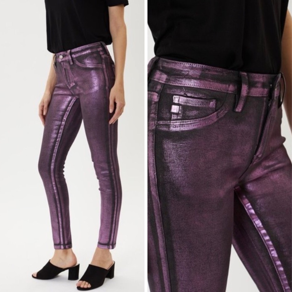 LAST 2! Freya Pink/Purple Metallic Foil Coated Jeans - Picture 2 of 5